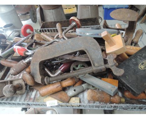 A selection of wood working and similar tools