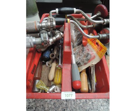 A selection of drills and similar wood working tools