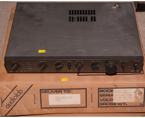An Audiolab 8000A stereo amplifier; together with an Audiolab 8000P power amplifier.