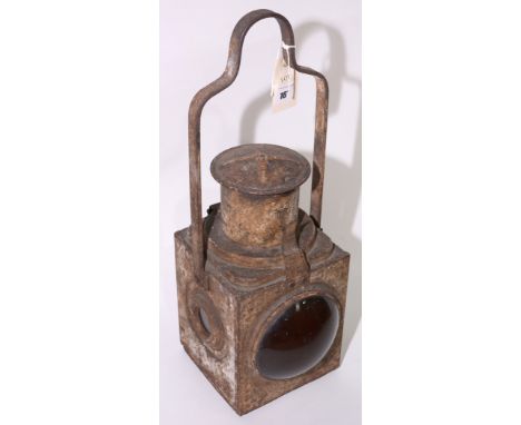 British railways (E) bullseye railway lamp, 31cms high.