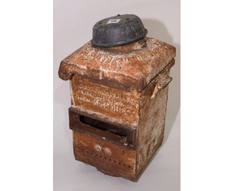 A lamp and railway supplies white painted ground lamp, 40 cms high.