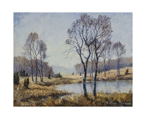 Otto Pippel1878 Lodz - 1960 München"Vorfrühling in der Heide"R. u. signiert. Rücks. betitelt und bezeichnet. Öl auf  Lwd. 80 