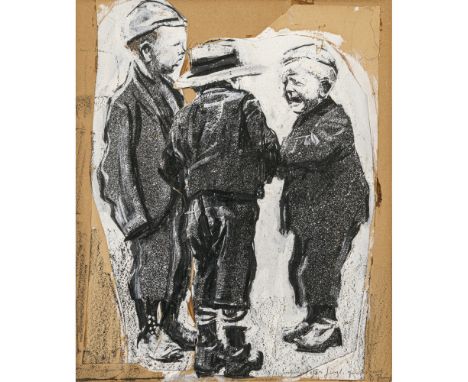 Eduard Thöny1866 Brixen - 1950 Holzhausen/Ammersee"Vorahnung"Drei Buben im Gespräch. R. u. signiert und bezeichnet. Mischtech