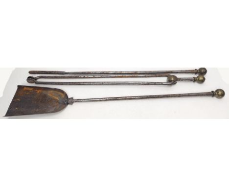 A set of Georgian steel fire tools