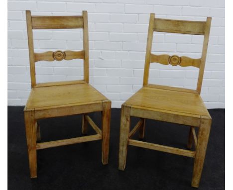 Pair of light wood side chairs, 84 x 47cm, (2) 