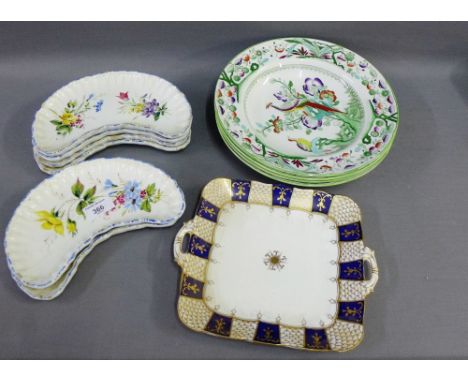 Set of six continental pottery serving plates, Staffordshire bowls and serving dishes etc., (a lot) 