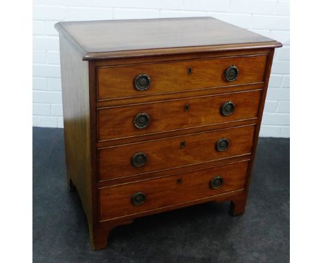 Mahogany chest, the rectangular top with moulded edge over four long drawers,  on bracket feet, 72 x 68cm 