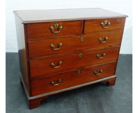 19th century mahogany chest, the rectangular top above two short and three long drawers, on bracket feet, 88 x 110cm