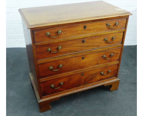 Mahogany chest, the rectangular top with moulded edge over four graduating long drawers, on bracket feet, 82 x 82cm 