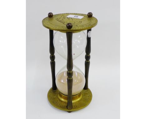 Large brass hour glass sand timer 23cm high 