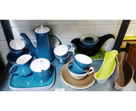 Quantity of Poole pottery to include coffee set, serving dishes, sauceboat etc., (a large lot) 