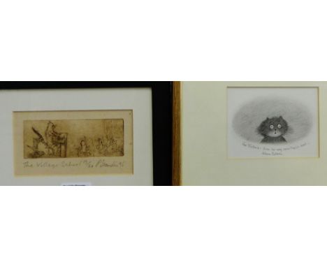 Peter Standen  'The Village School' Etching, numbered 13/60, signed and dated '96, 15 x 8cm  together with a framed print of 