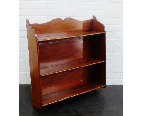 Mahogany wall hanging shelf, 78 x 74cm 