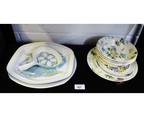 Collection of retro plates and serving dishes to include Poole etc. (a lot) 