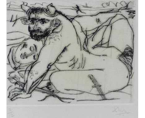 Dhruva Mistry 'Minotaur'  Etching, signed in pencil and numbered 2/12  with a Glasgow Print Studio Gallery label verso, 13 x 