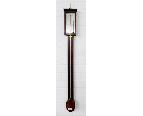 John Sutter of Edinburgh mahogany stick barometer with silvered dial, 98cm long