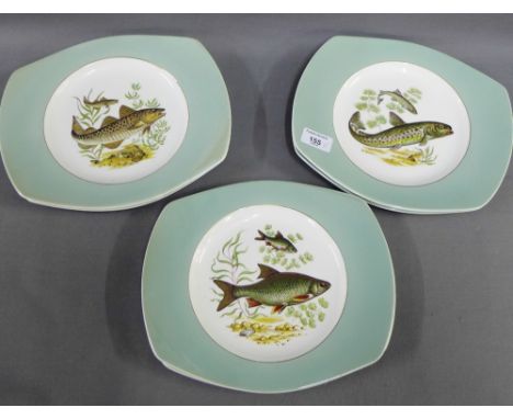 Set of six Figgjo Flint fish patterned plates, (6) 
