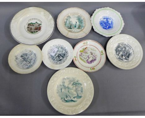 Eight various Staffordshire and Scottish Victorian printed nursery plates, (8) 
