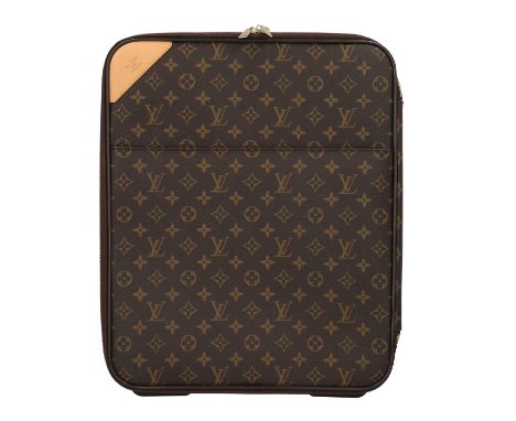 LOUIS VUITTON Trolley "PEGASE 45". Klassisches Modell. Monogram Canvas Serie mit goldfarbener Hardware und naturbelassenem Le