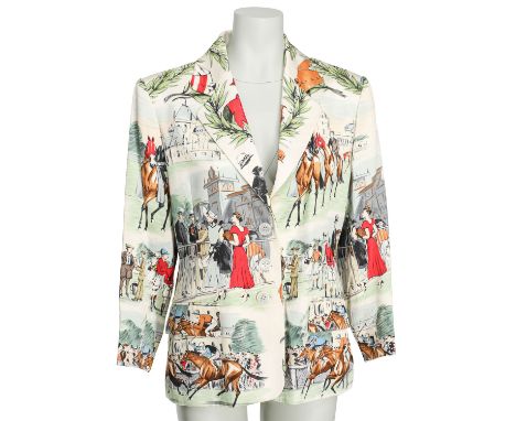 HERMÈS Blazer "CHANTILLY", Gr. 40. Herstellergröße 42. By Maurice De Taquoy, Entwurf erstmals erschienen 1952. 100% Seide. Pf