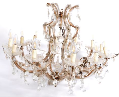 A large and impressive mid 20th Century retro vintage Murano glass electric chandelier / electrollier ceiling light lamp. Cen