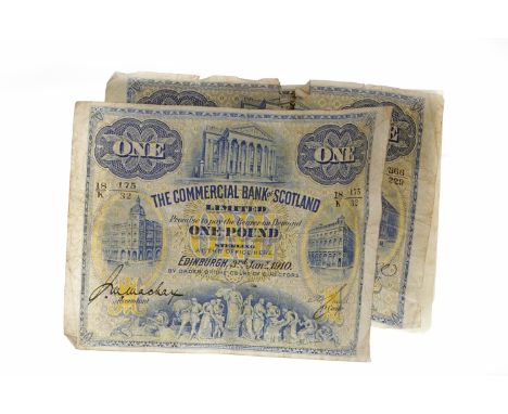 THE COMMERCIAL BANK OF SCOTLAND LIMITED £1 ONE POUND NOTE DATED 3RD JANUARY 1910serial no. 18/M 29/286, with handwritten sign