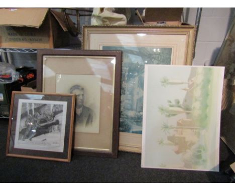 Two limited edition prints by Tom Keating and Gustav Van Raamsdouk together with a 19th Century photographic portrait of gent