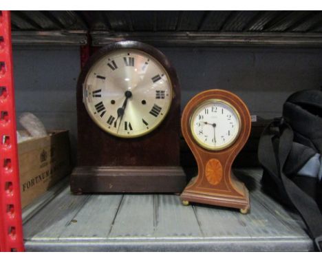 An Edwardian balloon top mantel clock by S. Money (Lowestoft) and one other clock a/f