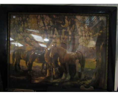 After Fred Hall, two framed and glazed prints of horses