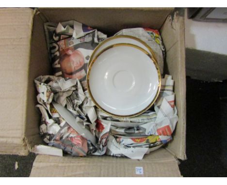 A Brigitta Czechoslovakia tea service, white ground with gold rims