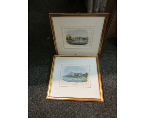 A pair of framed and glazed prints of Continental scenes