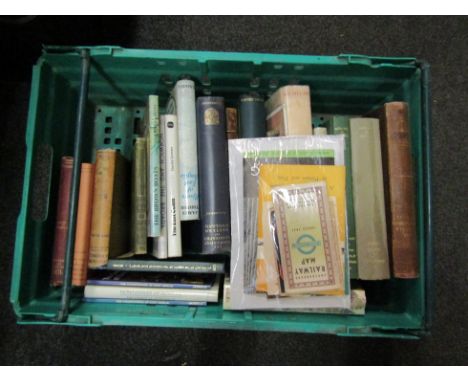 A box of mixed books. Incl Norfolk interest. Also small packet of ephemera Incl. 1938 London Underground map, vintage tractor