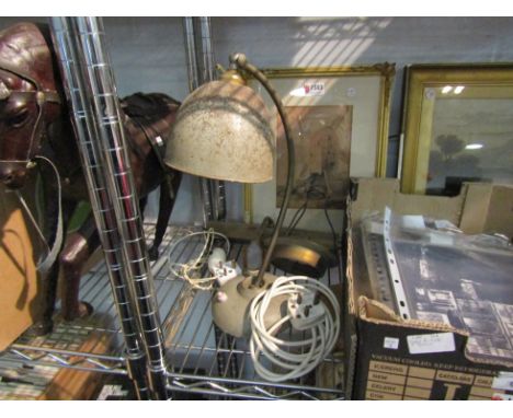 An industrial lamp and a picture light