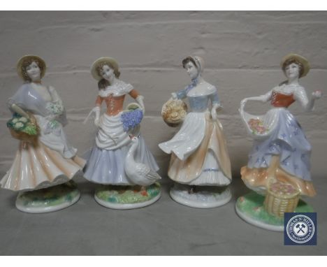 Four Royal Worcester Pastoral Collection limited edition figures; Goose Girl, number 855/5000, with certificate and booklet, 