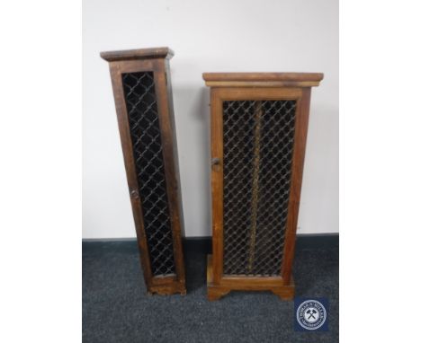 Two Indonesian hardwood metal door CD cabinets