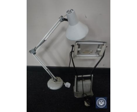 A jeweler's magnifying angle poised lamp and one other 