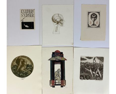 EX LIBRIS -- COLLECTION of c. 175 ex libris. Mostly for Johan Soeverein. 20th c. Various sizes, techniques and artists, partl