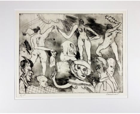 LUCEBERT (= L.J. Swaanswijk) (1924-94). (Nude people). (N.d.). Etching. 390 x 490 mm. Signed &amp; numb. (3/30) in pencil. Un