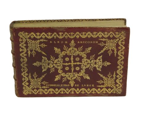 LIBER AMICORUM -- ALBUM AMICORUM Cornelis Johan de Lange, anno 1772. W. c. 30 contributions in ms. and 2 watercolour drawings