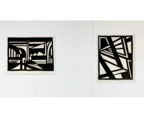 BEGEER, Petrus Anton ('Piet') (1890-1975). (Abstract compositions). (N.d., before 1930?). 2 linocuts on Japanese paper. 185 x