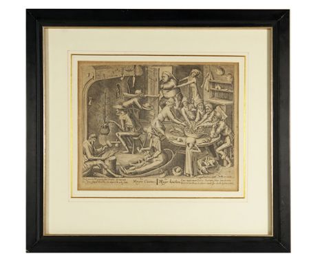 BRUEGHEL -- "LE GRASSE CUISINE/De Vette Keucken" - "LE MAIGRE CUISINE/De Mager Keucken" - (Amst.), H. H(ondius), (between 156