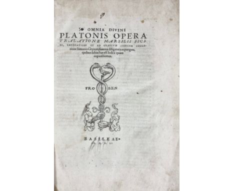 PLATO. Omnia opera tralatione Marsilii Ficini, emend. et ad Graecum codicem collatione S. Grynæi (…). Basel, H. Froben, 1551.