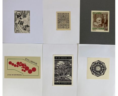 EX LIBRIS -- COLLECTION of c. 300 ex libris by Dutch or Belgian artists whose names begin with an M (c. 240x), an N (33x) or 