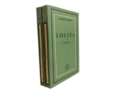 NABOKOV, V. Lolita. Paris, The Olympia Press, (1955). 2 vols. 188, (2); 223, (1) pp. Sm-8°. Or. green wrps. (Spines a bit bro