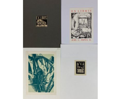 EX LIBRIS -- COLLECTION of c. 250 ex libris by Dutch or Belgian artists whose names begin with an P (c. 100x), an R (c. 105x)