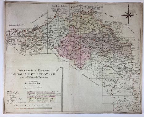 EASTERN EUROPE -- "CARTE NOUVELLE DES ROYAUMES DE GALIZIE et Lodomerie avec le District de Bukowine". Augsburg, T.C. Lotter, 