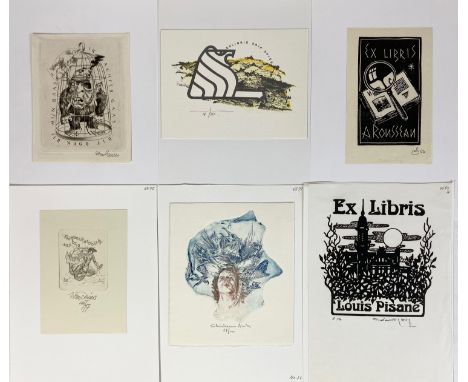 EX LIBRIS -- COLLECTION of c. 300 ex libris for Belgian or Luxembourgish collectors whose names begin with P to S. 20th c. Va
