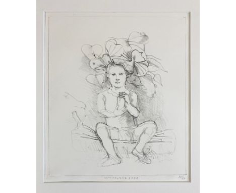 WESTERIK, Co (1924-2018). ('Sitting boy with leaves'). 2004. Lithogr. 225 x 193 mm. Signed, dated &amp; numb. (23/30) in penc