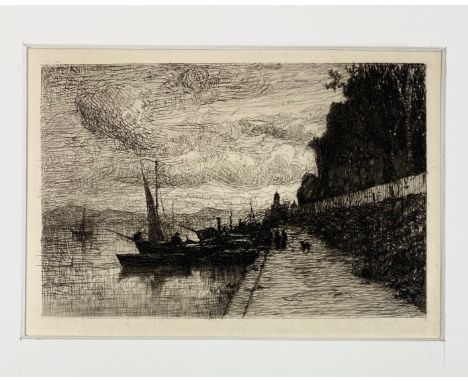 MINDERMAN, Willem (1910-85). (View on the Seine). 1949. Etching. 195 x 290 mm. Signed and "Eigen druk" in pencil. Under passe