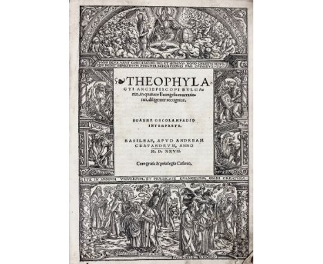 THEOPHYLACTUS. In quatuor Evangelia enarrationes, diligenter recognitae. J. Oecolampadio interpret. Basel, A. Cratandrus, 152